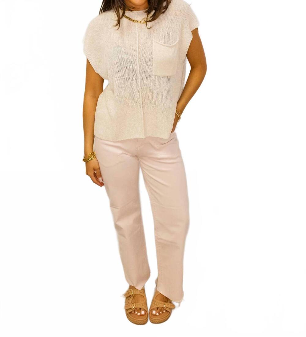 NEW PAPERMOON natural pocket knit top in cream